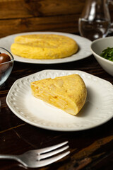 Tortilla de patata (Spanish omelette), a typical dish of Spanish cuisine made with eggs and potatoes