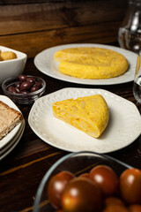 Tortilla de patata (Spanish omelette), a typical dish of Spanish cuisine made with eggs and potatoes