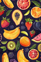pattern of various fruits
