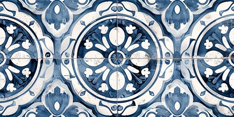 Vintage Tile Design A Symphony of Blue and White Generative AI
