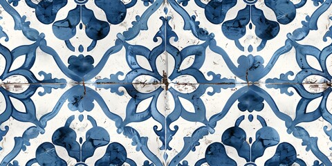 Vintage Tile Artistry A Symphony of Blue and White Generative AI