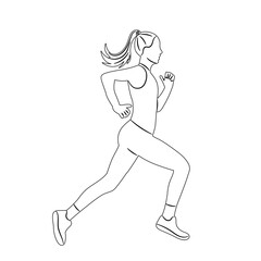 woman running sketch on white background vector