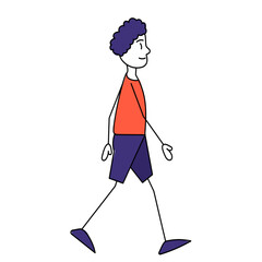 man walking, simple stick figure sketch on white background vector