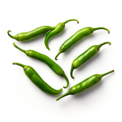 green chillies on white background сreated with Generative Ai
