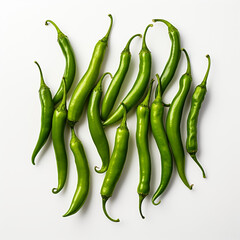 green chillies on white background сreated with Generative Ai