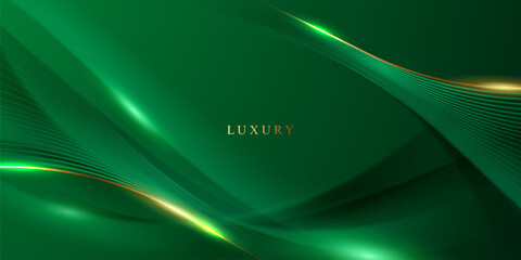 green abstract background design with elegant golden elements vector illustration - 777123630