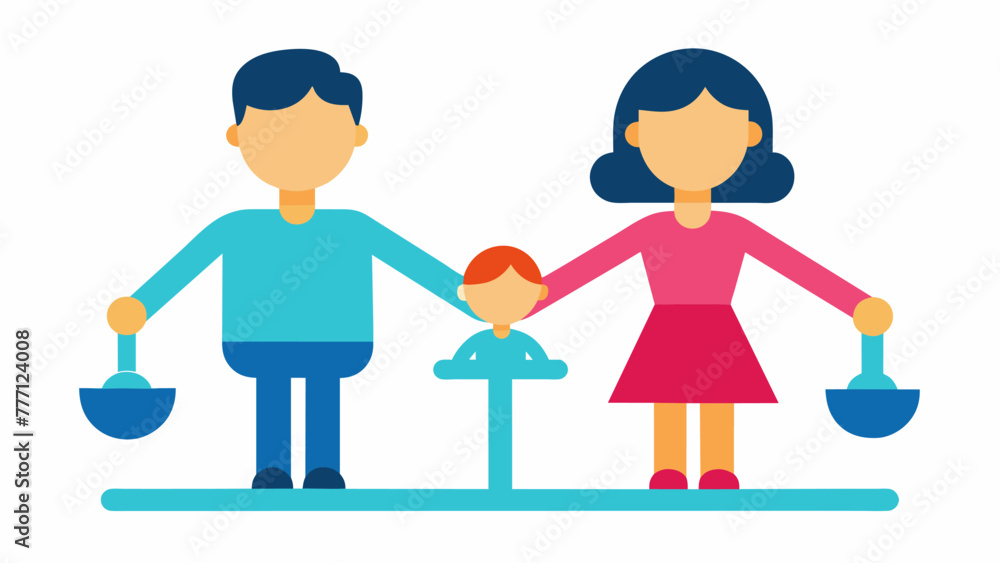 Poster a mother and father both equally involved in parenting tasks showing a balanced and egalitarian appr