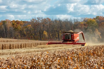 Autumn Biofuel Crop Harvest with Modern Agriculture Machine