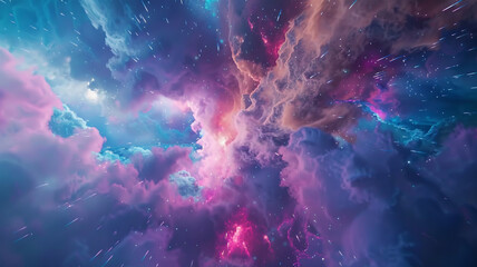 Captivating ultra 4k, 8k colorful background resembling a cosmic explosion, with swirling nebulae, bright stars,