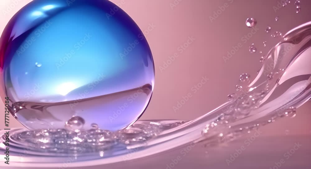 Poster abstract 3d animation of a water bubble video loop