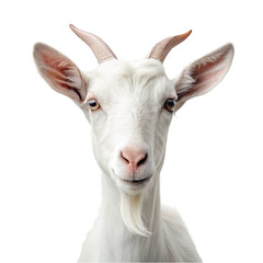 Portrait of a white goat isolated on transparent background.
