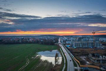Amazing sunset over the Rotmanka village in Poland - obrazy, fototapety, plakaty