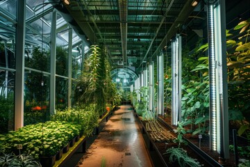 Advanced Greenhouse Vertical Planting System with Eco Lighting