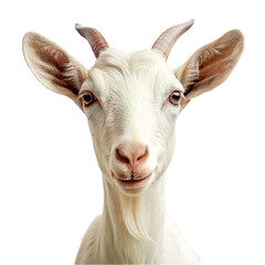 Obraz premium Portrait of a white goat isolated on transparent background.