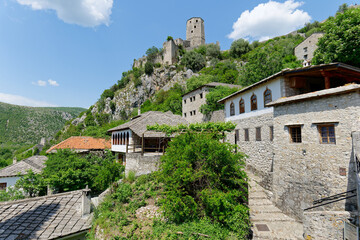 Fototapeta na wymiar Historic urban site of Počitelj, a traditional old village from Bosnia and Herzegovina.