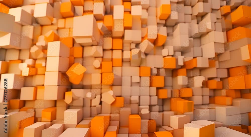 Poster abstract 3d render geometric background with cubes modern animation motion design seamless looped vi