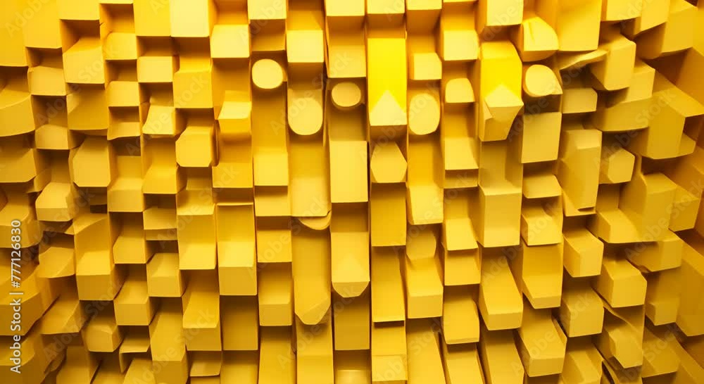 Poster abstract 3d render yellow geometric background with cubes modern animation motion design seamless lo