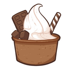 ice cream cup chocolate Vector Illustration