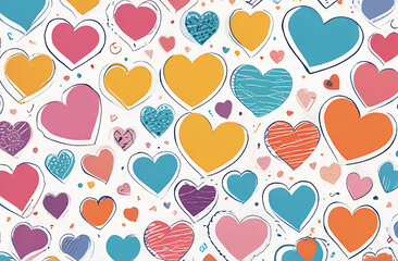 seamless background with hearts painted colorfull
