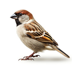 sparrow isolated on white background сreated with Generative Ai - obrazy, fototapety, plakaty