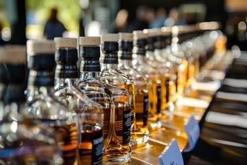 Fototapeta na wymiar Exclusive Whisky Selection Presented at a Sophisticated City Event