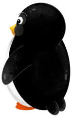 Türaufkleber cartoon scene with penguin animal theme isolated on white background illustration for children © agaes8080