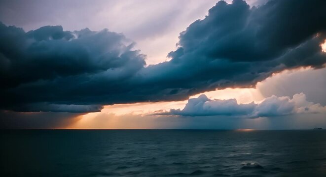 Dramatic sky with stormy gray clouds Hurricane rainy weather nature background Dark gray sky at sea B roll footage of Cloudscape screen Cloudy evening at sea coast Windy weather summer sunset
