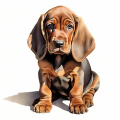 Bloodhound. Bloodhound dog. Puppy clipart. Watercolor illustration. Generative AI. Detailed illustration. - obrazy, fototapety, plakaty