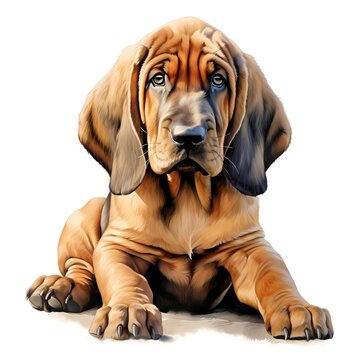 recommend clip art: Bloodhound. Bloodhound dog. Puppy clipart. Watercolor illustration. Generative AI. Detailed illustration.