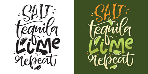 Set with hand drawn lettering quotes in modern calligraphy style. Slogans for print and poster design. 100% Vector image