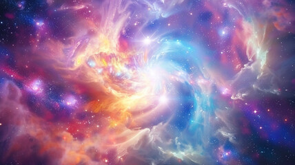 Fototapeta na wymiar Mesmerizing ultra 4k, 8k colorful background reminiscent of a cosmic explosion, with swirling nebulae, bright stars, and vibrant hues of blue, purple, and pink