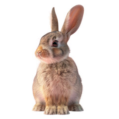 A rabbit sitting on a transparent background