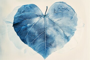The Heart of Nature A Blue Leaf Generative AI
