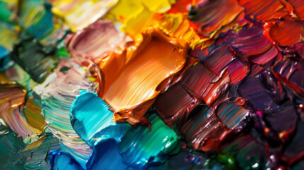  Vibrant Oil Paint Palette, Multicolored, Texture Detail