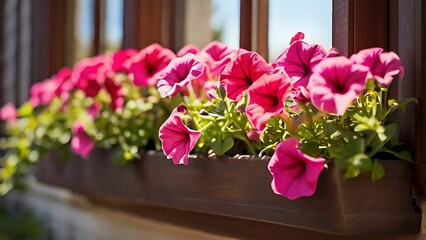 Obraz na płótnie Canvas Petunias in window box
