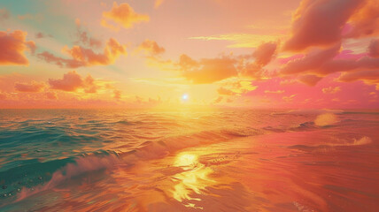Vivid ultra 4k, 8k colorful background featuring a tropical beach scene, - obrazy, fototapety, plakaty
