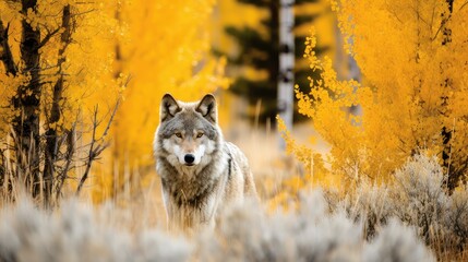 foliage grey wolf yellowstone
