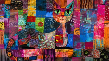 Whimsical Feline A Vibrant Artwork Generative AI