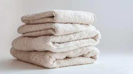Fototapeta na wymiar Stack of Folded Towels A Visual Guide to Home Textiles Generative AI