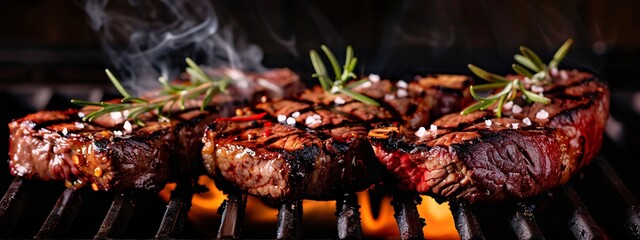 Sizzling Steaks on a Grill Generative AI
