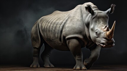 Powerful Rhinoceros Beauty on solid background.