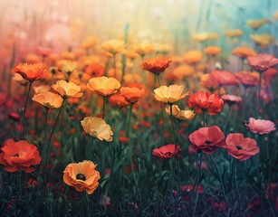 Obraz premium Vibrant Field of Blossoms A Celebration of Nature's Beauty Generative AI