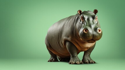 Powerful Hippopotamus Beauty on solid background.