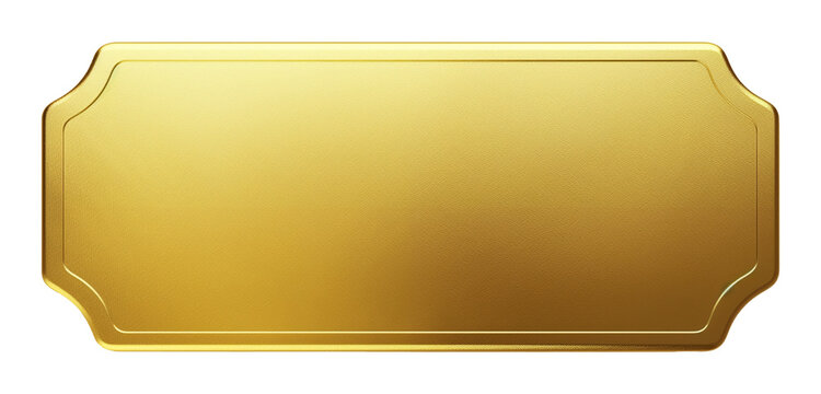 Realistic blank golden luxury ticket or gift certificate isolated on white, empty metallic coupon