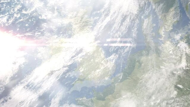 Zoom in from space and focus on Castleford, UK. 3D Animation. Background for travel intro. Elements of this image furnished by NASA