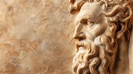 Fotobehang Portrait of a  thinking stoic marble statue. Perfect for background and quotes. With copy space. © stock photo