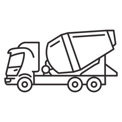 Concrete mixer truck.Construction equipment. Tipper car side view.Commercial truck.Vehicles freight transportation.Isolated flat vector.Industrial transport.Yellow lorry .