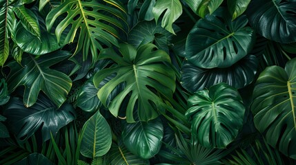 Fototapeta na wymiar Tropical Paradise A Lush Display of Green Leaves and Plants Generative AI