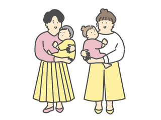 ママに抱っこされる赤ちゃん