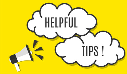 Vector banner. Megaphone with helpful tips speech bubble. Loudspeaker. Banner for business, marketing. Banner design vector illustration.